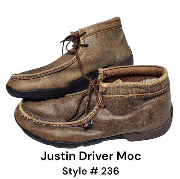 Justin Boots Driver Moc Men´s Brown Shoes Size 11W
